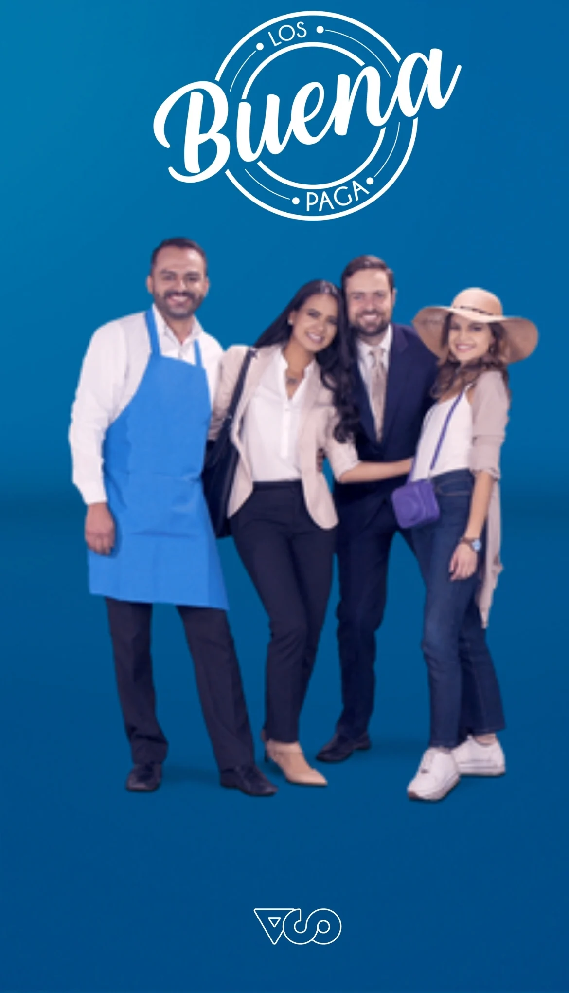 Campaña Los Buena Paga de Alianza del Valle: cuatro personajes sonrientes bajo el logotipo de la campaña